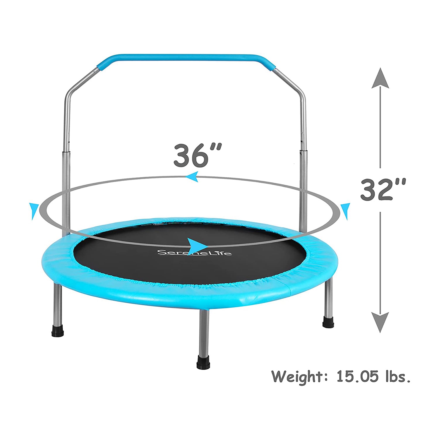 SereneLife 36 Inch Kids Indoor Outdoor Fitness Trampoline w/ Padded Frame Cover
