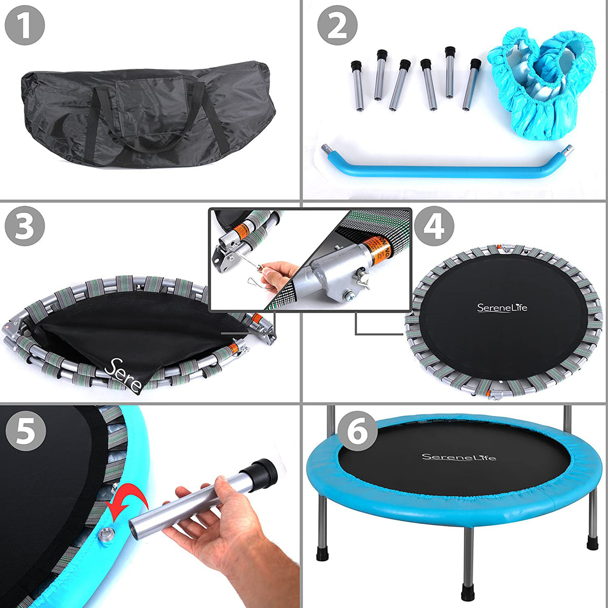 SereneLife 36 Inch Kids Fitness Trampoline w/ Padded Frame Cover (For Parts)