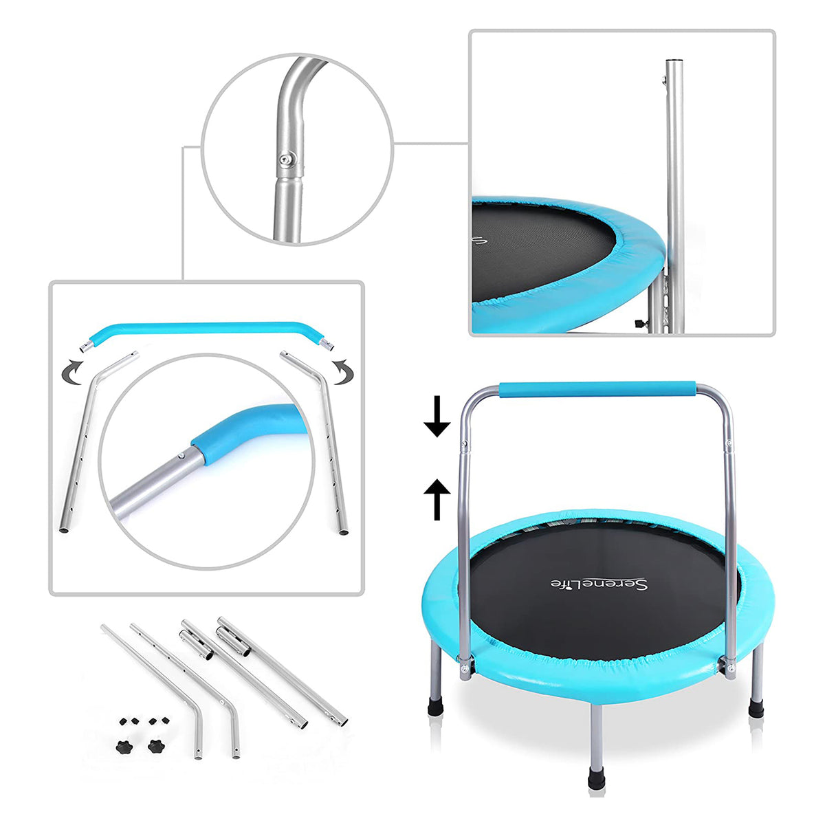 SereneLife 36 Inch Kids Outdoor Fitness Trampoline & Padded Frame Cover (2 Pack)