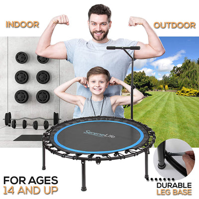 SereneLife 40" Indoor Outdoor Cardio Sports Trampoline with Handrail (For Parts) - VMInnovations