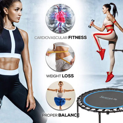 SereneLife 40 Inch Fitness Cardio Sports Trampoline with Handrail (Used) - VMInnovations