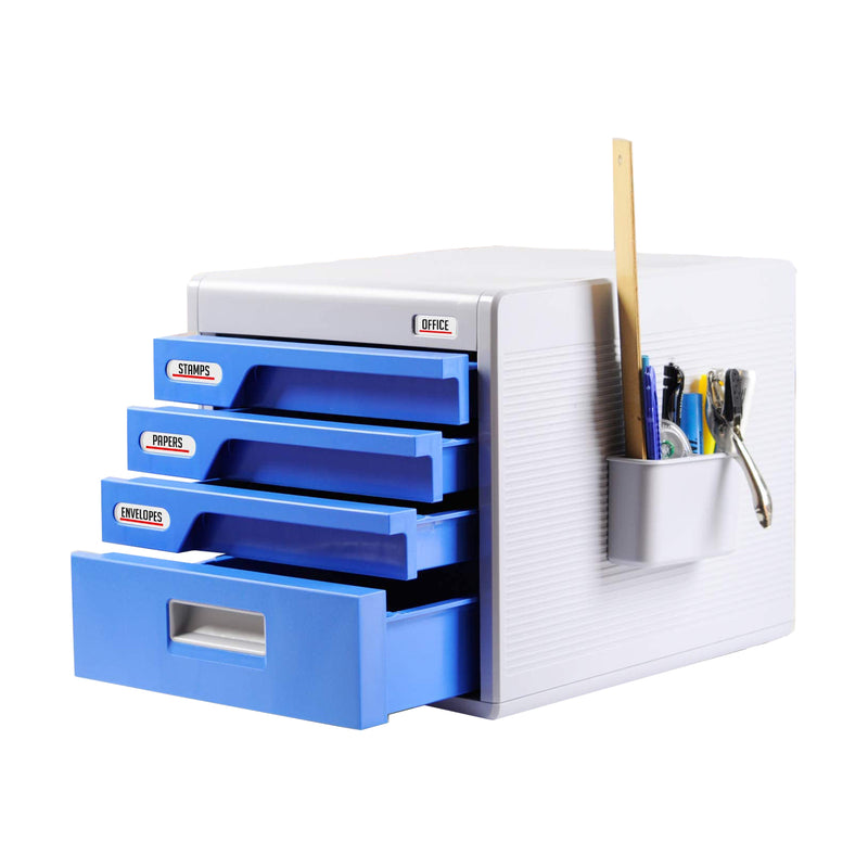 SereneLife 4 Drawer File Cabinet Desk Storage Organizer with Lock (Open Box)