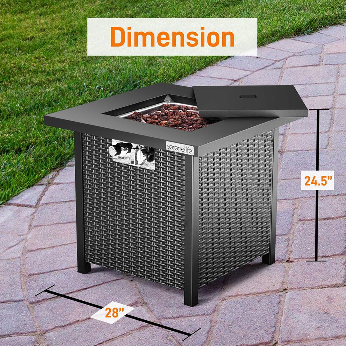 Serene Life SLFPS3 Propane Gas Outdoor Patio Fire Pit Table with Weather Cover - VMInnovations
