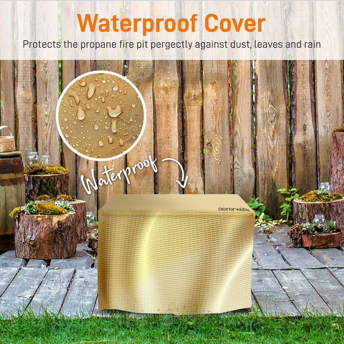 Serene Life SLFPS3 Propane Gas Outdoor Patio Fire Pit Table with Weather Cover - VMInnovations