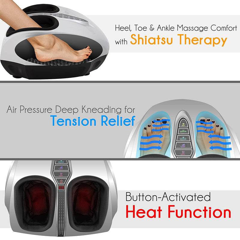 SereneLife Shiatsu Therapy Foot Massager with Remote Control, Silver (4 Pack)