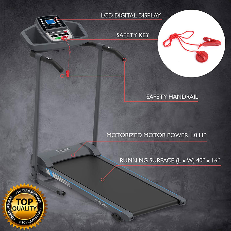 SereneLife Home Gym Fitness Equipment Smart Digital Folding Treadmill (2 Pack)