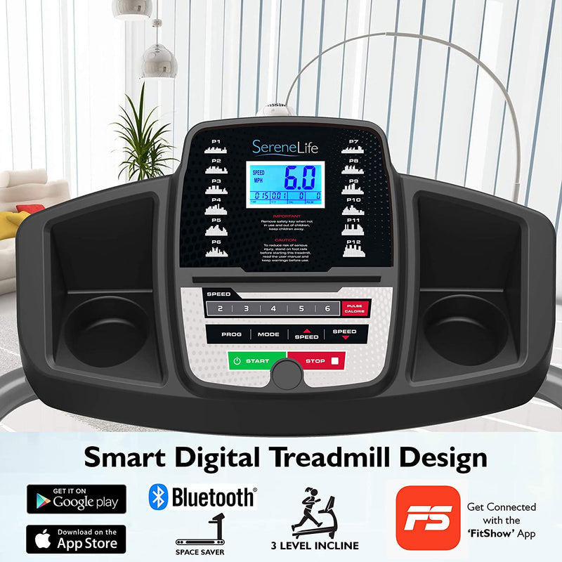SereneLife SLFTRD20  Home Gym Fitness Equipment Smart Digital Folding Treadmill  (4 Pack)