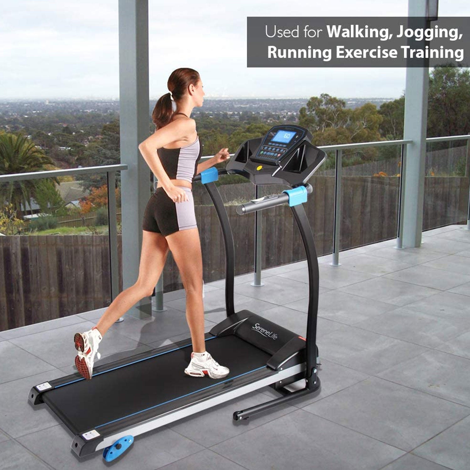 SereneLife Home Gym Fitness Equipment Smart Digital Folding Treadmill (4 Pack)