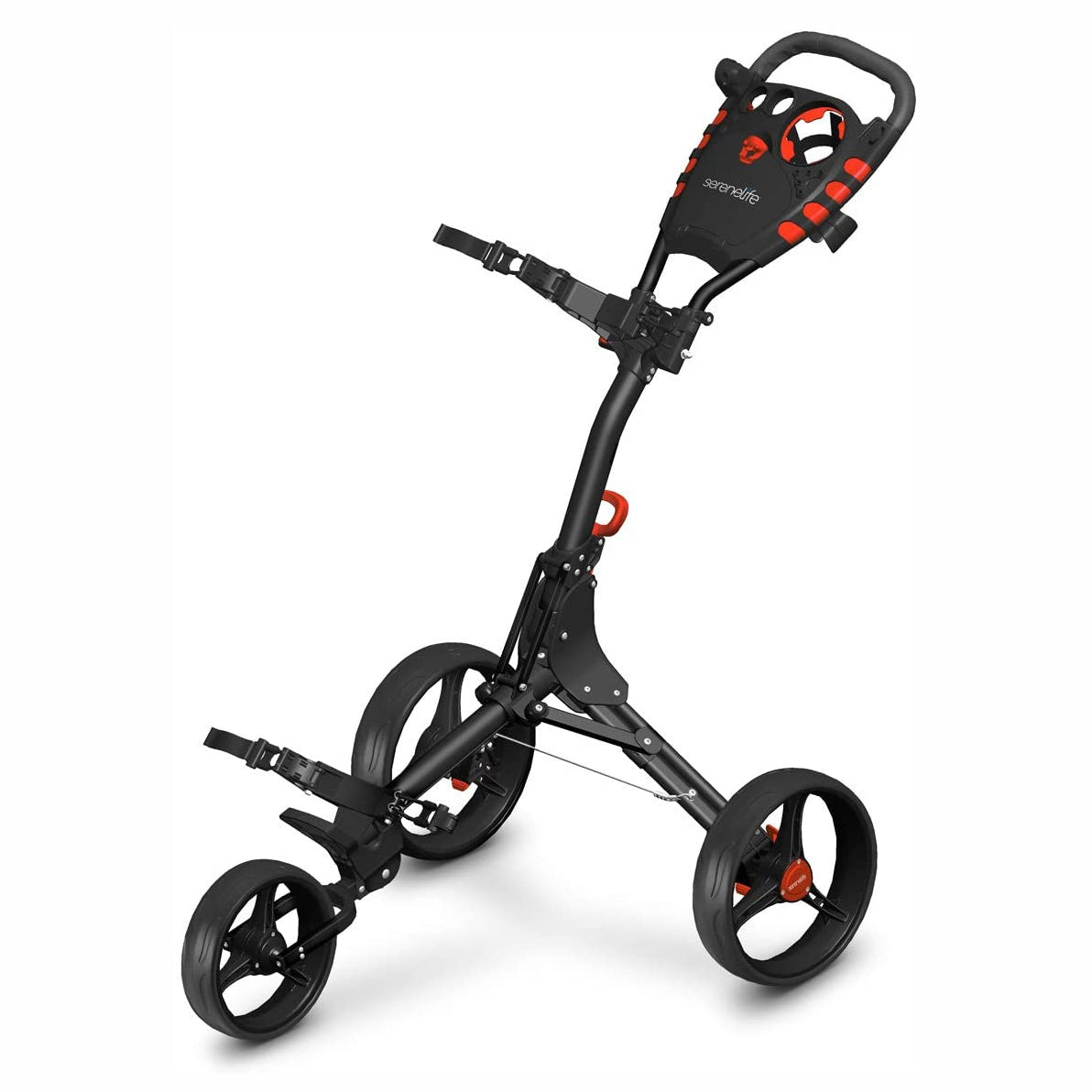 SereneLife 3 Wheel Folding Walking Golf Bag Push Cart w/Cup Holder (Open Box) - VMInnovations