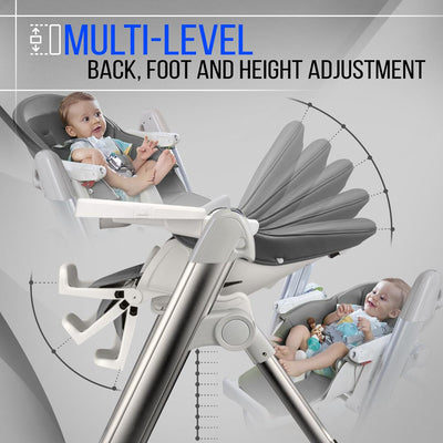 SereneLife SLHC62 Baby Toddler Folding Booster Seat Feeding High Chair, Gray - VMInnovations