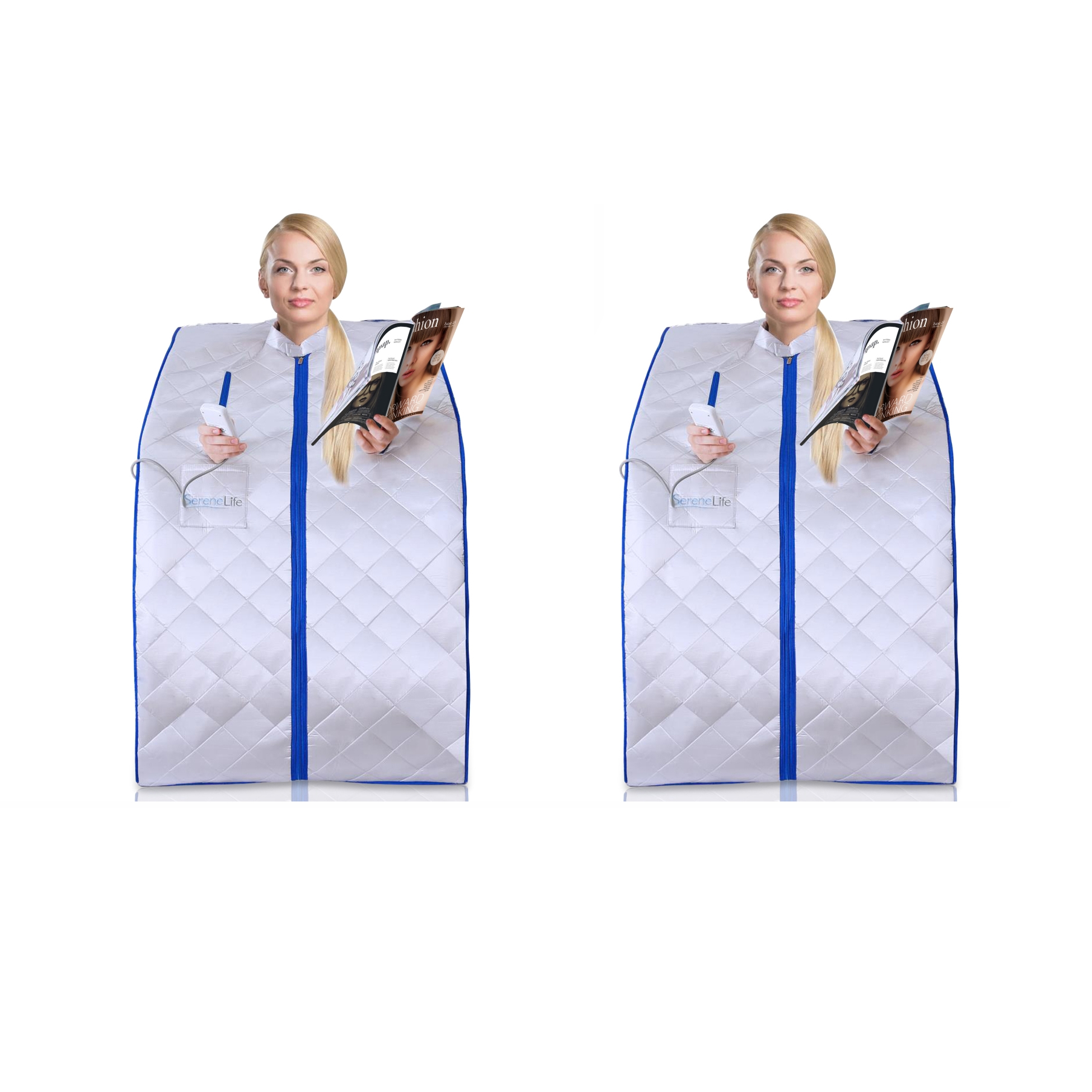SereneLife Portable Infrared Home Spa Steam Sauna with Foot Heating Pad (2 Pack)