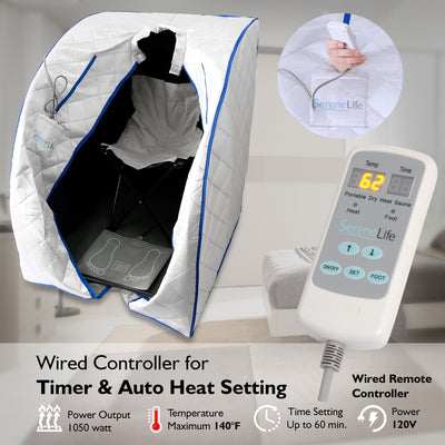 SereneLife Portable Infrared Home Spa Steam Sauna with Foot Heating Pad (2 Pack)