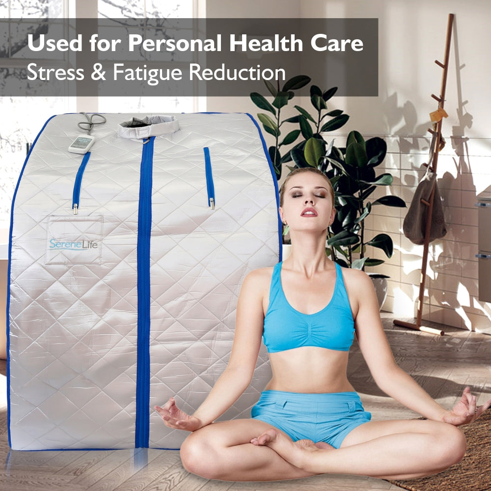 SereneLife Portable Infrared Home Spa Steam Sauna with Foot Heating Pad (2 Pack)