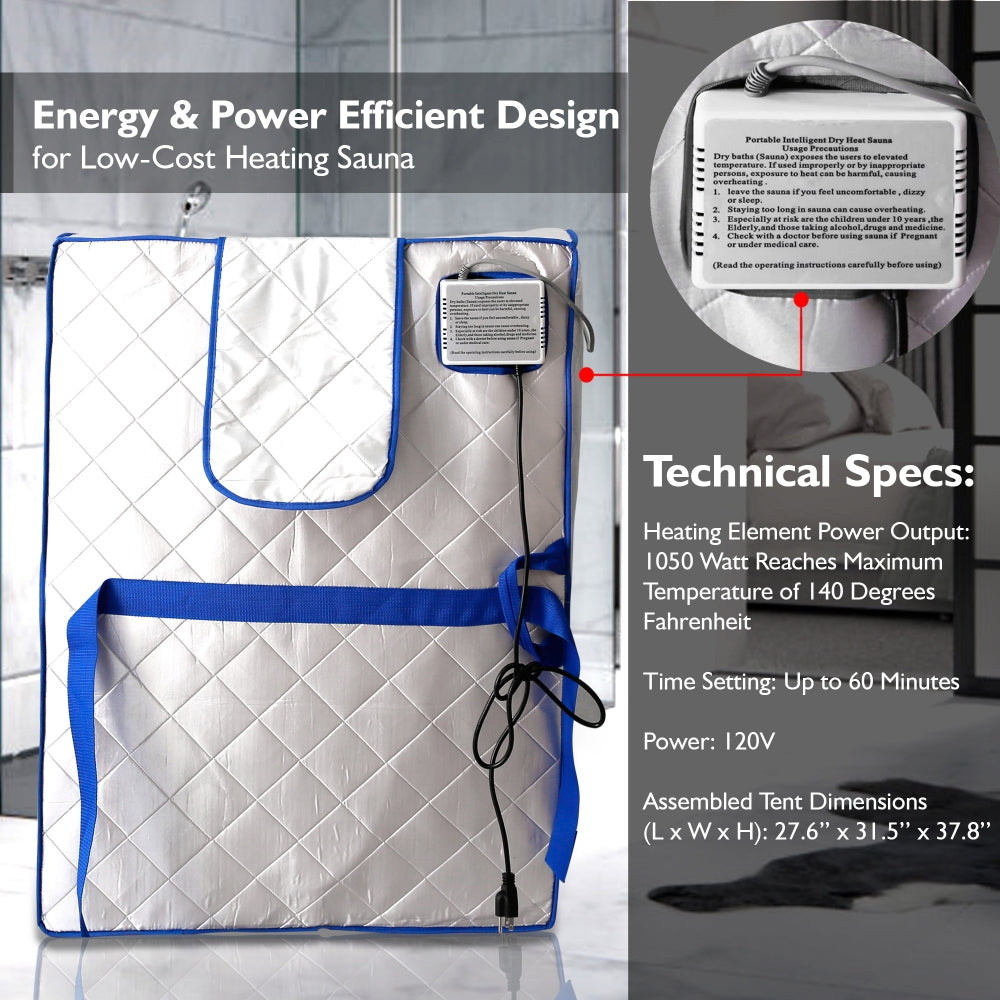 SereneLife Portable Infrared Home Spa Steam Sauna with Foot Heating Pad (2 Pack)