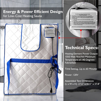 SereneLife Portable Infrared Home Spa Steam Sauna with Foot Heating Pad (2 Pack)