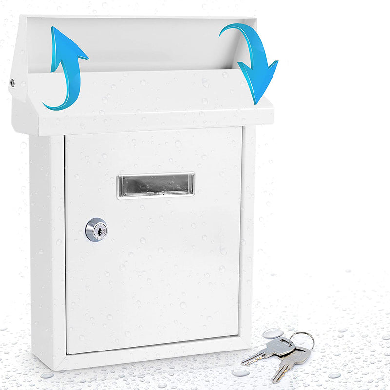 SereneLife Indoor Outdoor Wall Mount Locking Mailbox with Window, White (2 Pack)