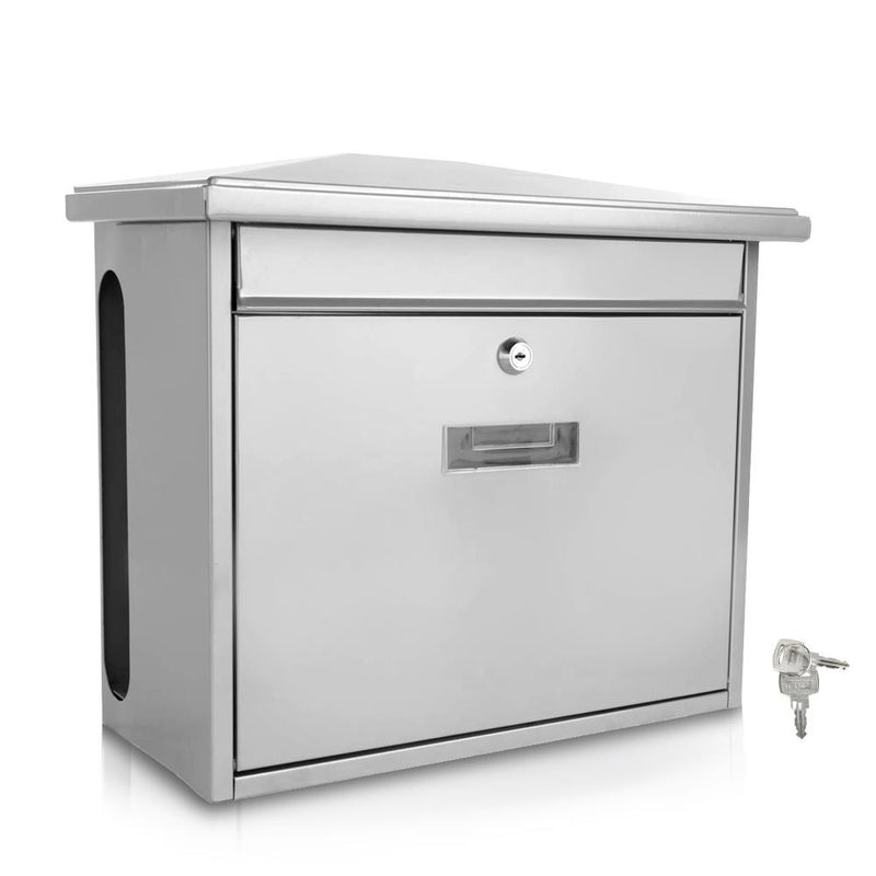 SereneLife Indoor Outdoor Metal Wall Mount Secure Locking Mailbox, Silver (Used)