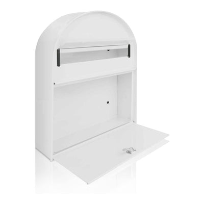 SereneLife SLMAB15 Indoor Outdoor Metal Wall Mount Locking Mailbox, White 4 Pack