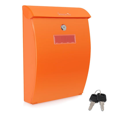 SereneLife Indoor Outdoor Wall Mount Secure Locking Mailbox, Orange (4 Pack)