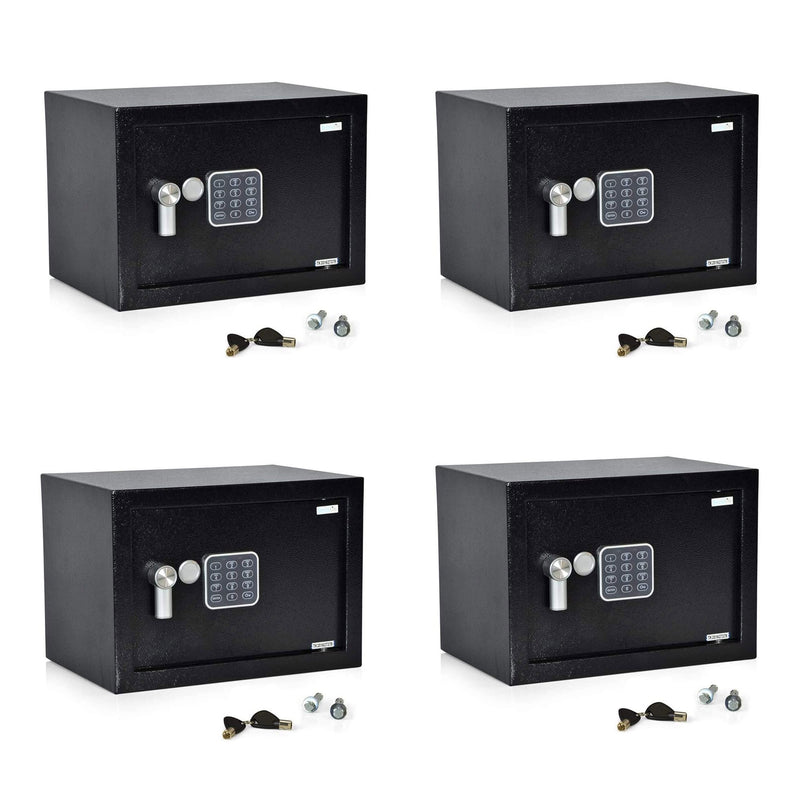 SereneLife Fireproof Electronic Digital Combination Safe Box with Keys (4 Pack)