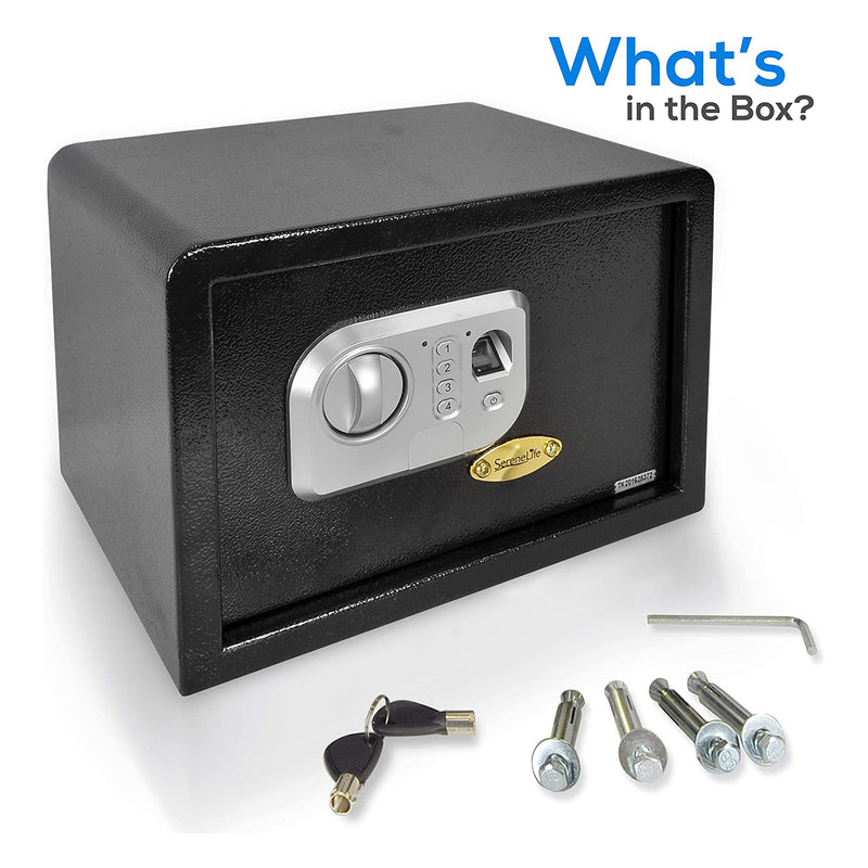 SereneLife SLSFE18FP Electronic Fingerprint Combination Safe Box w/ Keys, Black