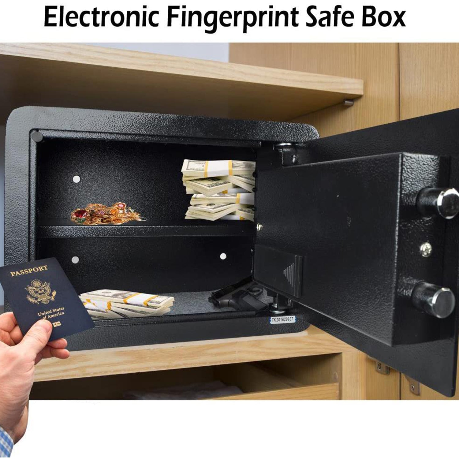 SereneLife SLSFE18FP Electronic Fingerprint Combination Safe Box, Black (2 Pack) - VMInnovations
