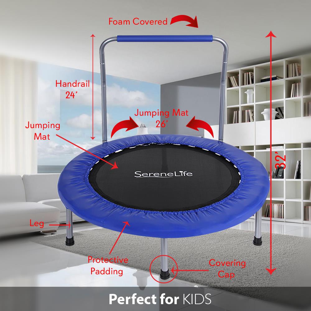 SereneLife 36 Inch Portable Highly Elastic Jumping Sports Trampoline, Kids Size