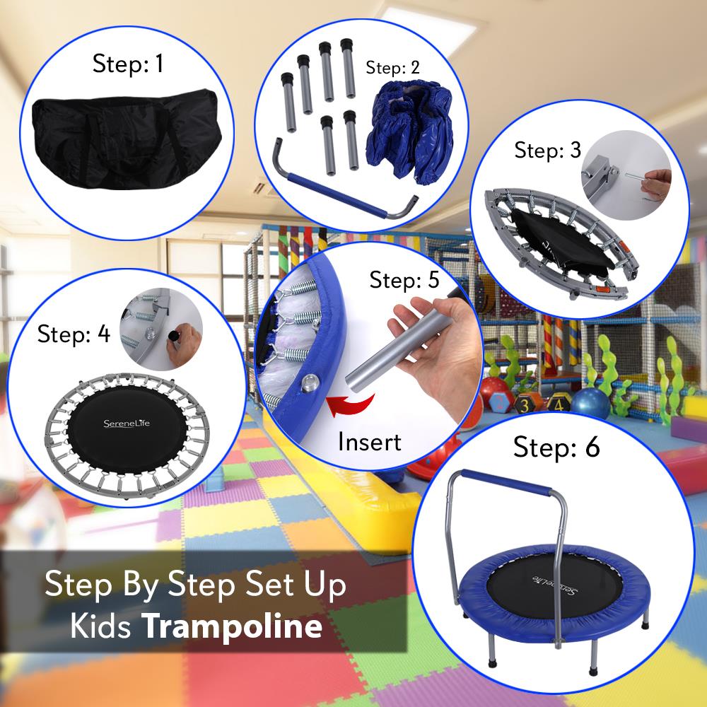 SereneLife 36 Inch Portable Highly Elastic Jumping Sports Trampoline, Kids Size