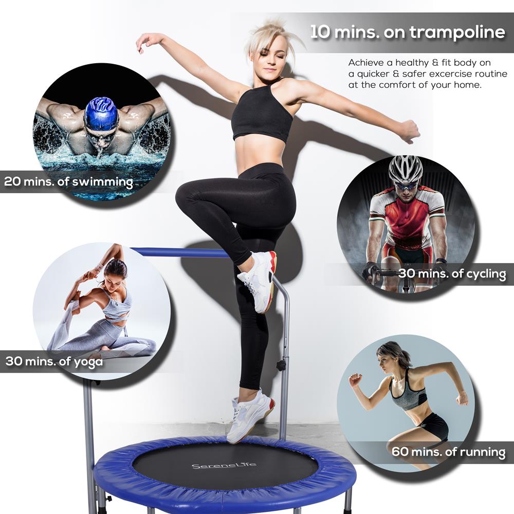 SereneLife 40 Inch Portable Highly Elastic Jumping Sports Trampoline, Adult Size