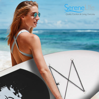 SereneLife 11 Foot Free Flow Inflatable SUP Stand Up Paddle Board Kit (2 Pack)