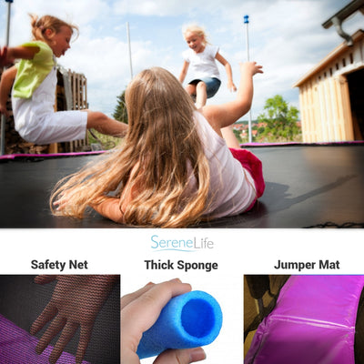 SereneLife 10 Foot Outdoor Trampoline and Safety Net for Kids, Pink (4 Pack) - VMInnovations