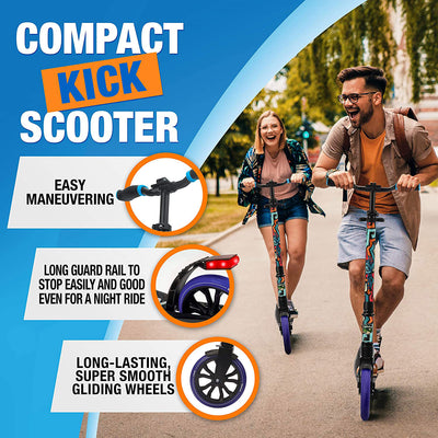SereneLife Kick Scooter with Big Wheels for Kids and Adults, Graffiti (Open Box) - VMInnovations