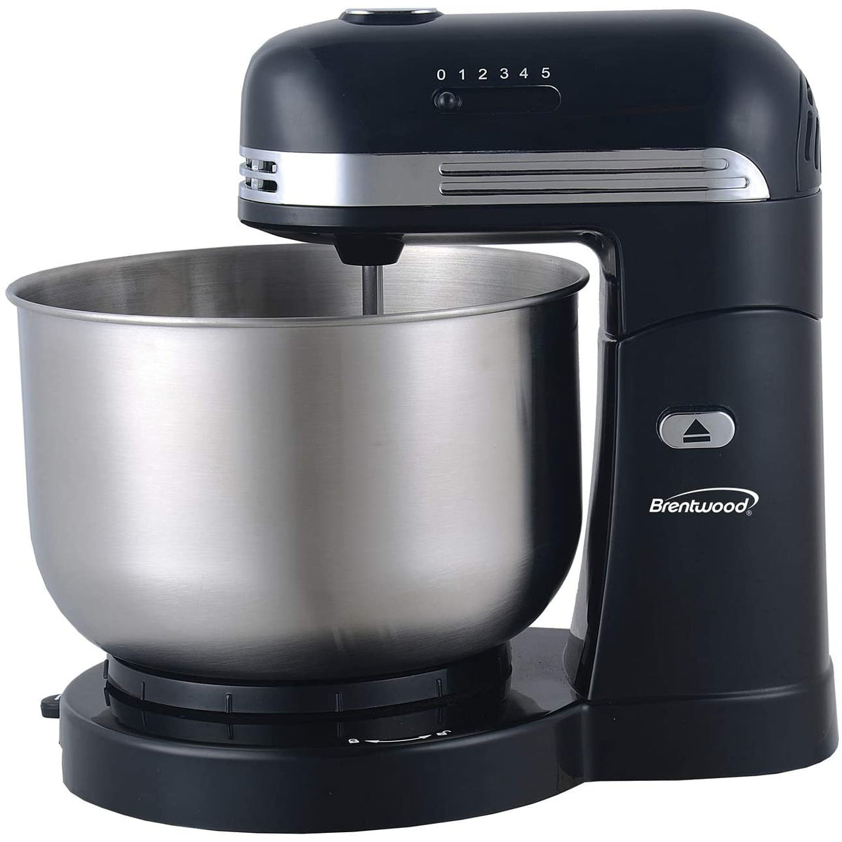 Brentwood 5-Speed Stand Mixer with 3 Quart Stainless Steel Mixing Bowl, Black