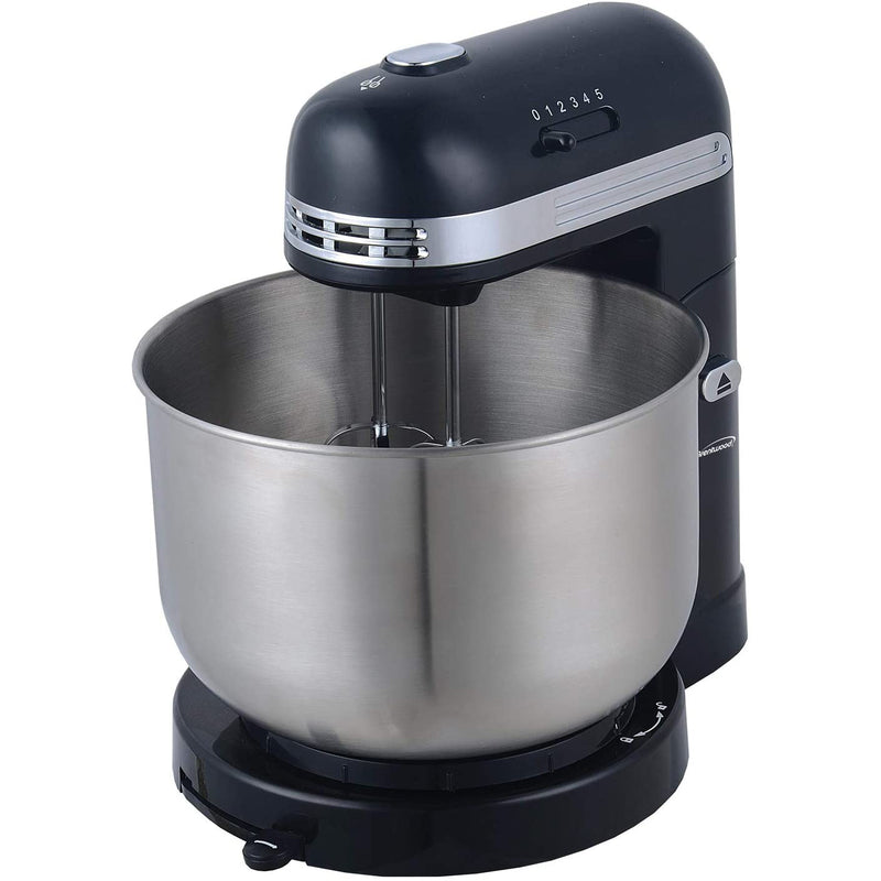 Brentwood 5-Speed Stand Mixer with 3 Quart Stainless Steel Mixing Bowl, Black