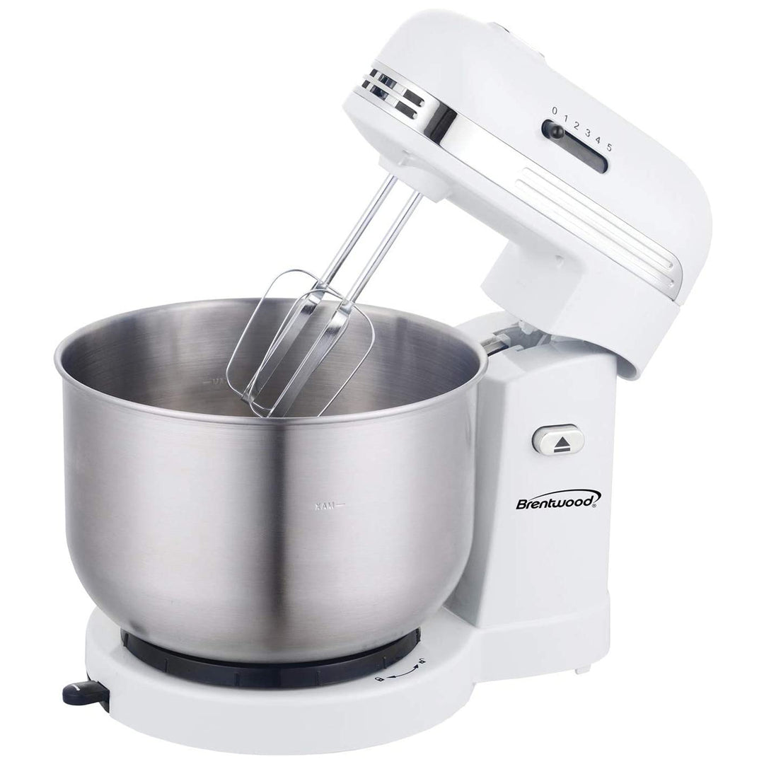 Brentwood SM-1162W 5 Speed 3.5qt Kitchen Baking Stand Mixer, White (Used)