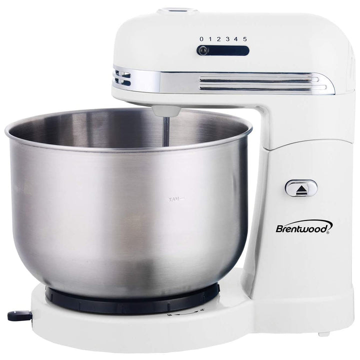 Brentwood SM-1162W 5 Speed 3.5qt Kitchen Baking Stand Mixer, White (Used)