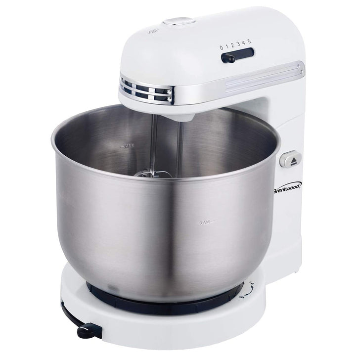 Brentwood SM-1162W 5 Speed 3.5qt Kitchen Baking Stand Mixer, White (Used)