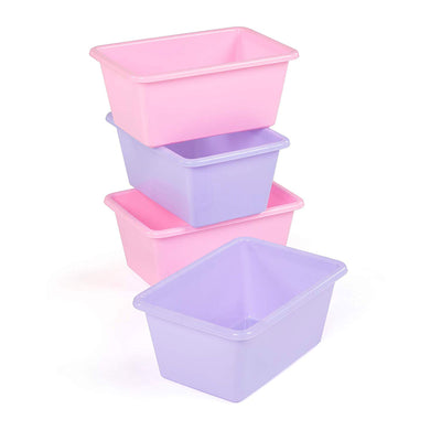 Tot Tutors  Plastic Storage Container Bins, Pink/Purple & Blue/Teal  (Set of 8)