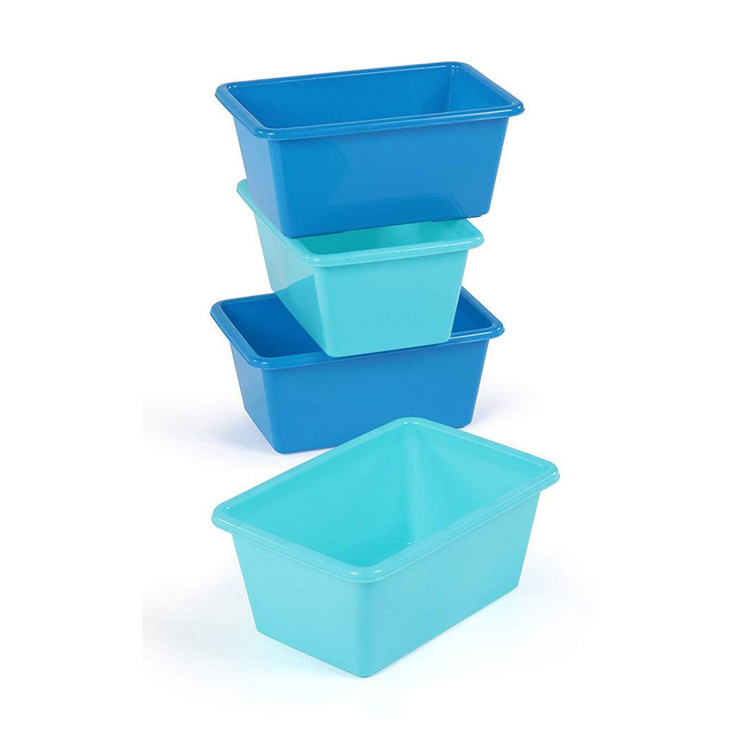 Tot Tutors SM111 Kids Toys Small Plastic Storage Bins, Blue (Set of 4)(Open Box)