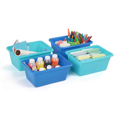 Tot Tutors SM111 Standard Plastic Storage Container Bins,  Blue/Teal  (Set of 8)