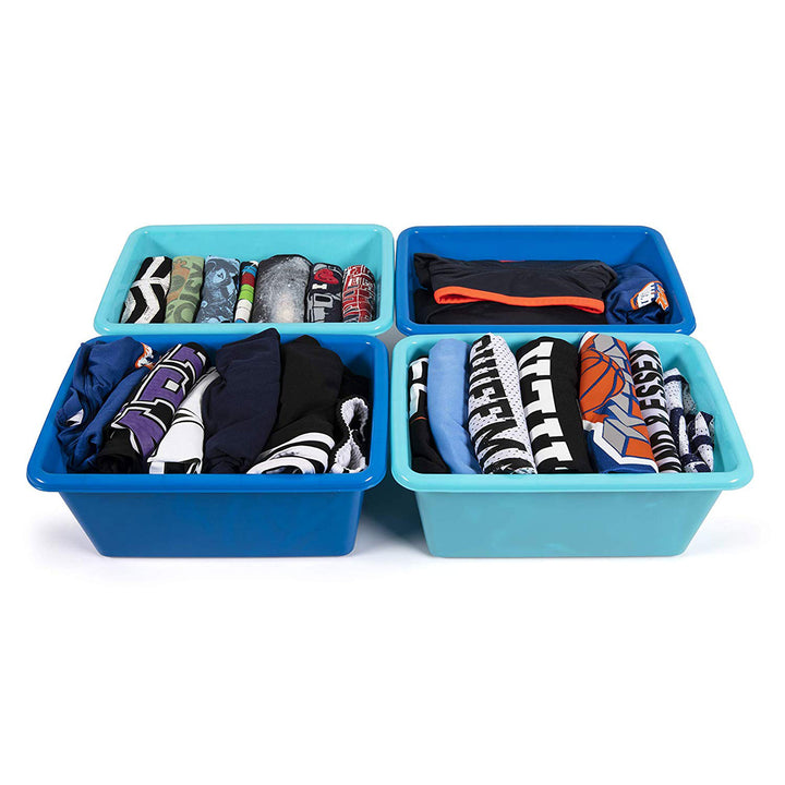 Tot Tutors SM111 Kids Toys Small Plastic Storage Bins, Blue (Set of 4)(Open Box)