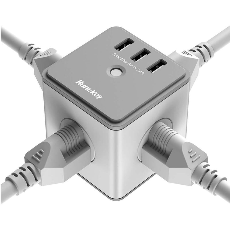 Huntkey SMC007 Surge Protecting Outlet Extender w/ AC Plugs & USB Ports (3 Pack)