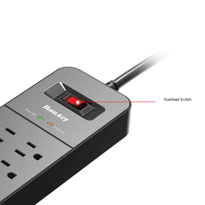 Huntkey Power Strip w/ Heavy Duty Cord, 8 Sockets, & 2 USB Ports, Black (3 Pack)
