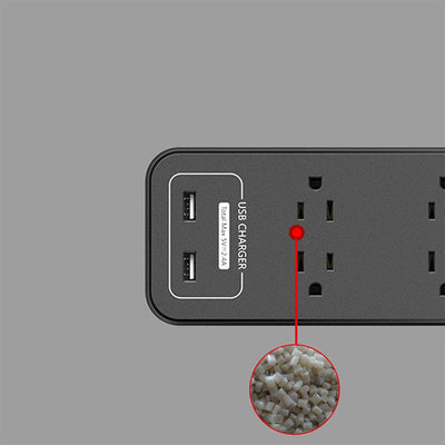 Huntkey Power Strip w/ Heavy Duty Cord, 8 Sockets, & 2 USB Ports, Black (3 Pack)