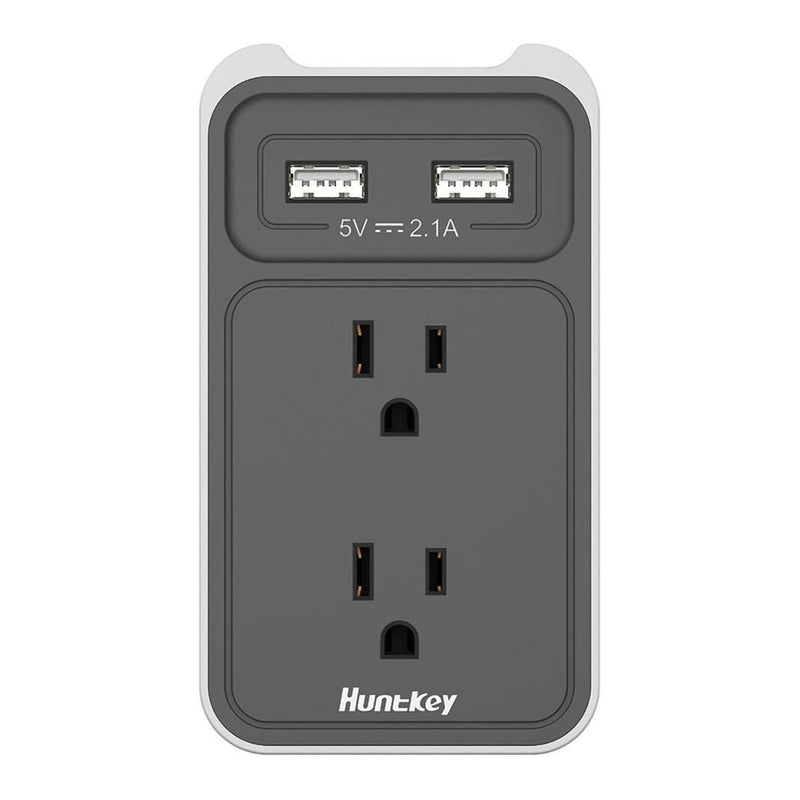 Huntkey Wall Mount Outlet with Dual 2.1 Amp USB Ports and Outlets, Gray (4 Pack)