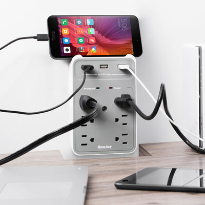 Huntkey Surge Protecting Wall Outlet 6 AC Plugs and 3 USB Ports (Open Box)