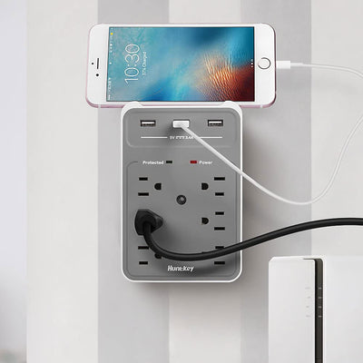 Huntkey Surge Protecting Wall Outlet 6 AC Plugs and 3 USB Ports (Open Box)