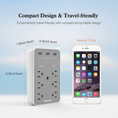 Huntkey Surge Protecting Wall Outlet 6 AC Plugs and 3 USB Ports (Open Box)