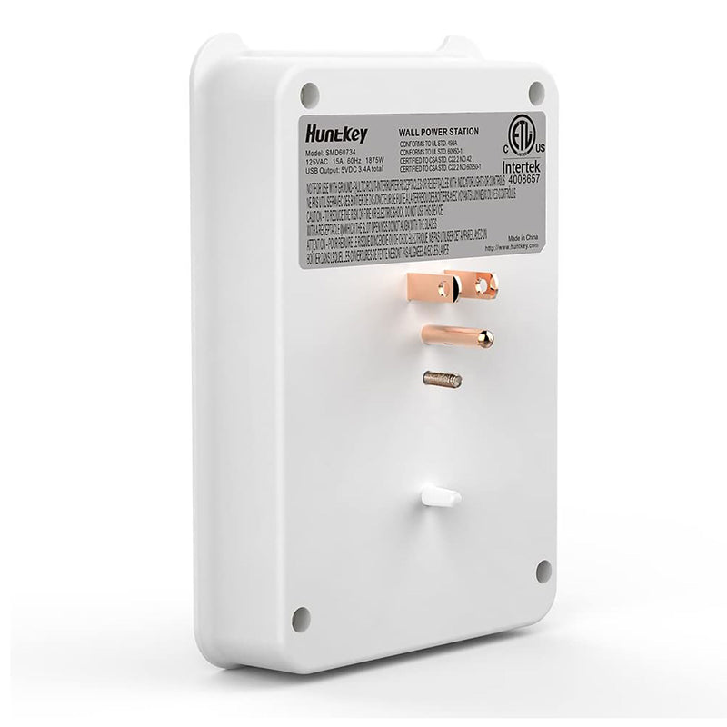 Huntkey Surge Protecting Wall Outlet Extender with AC Plugs & USB Ports (2 Pack)