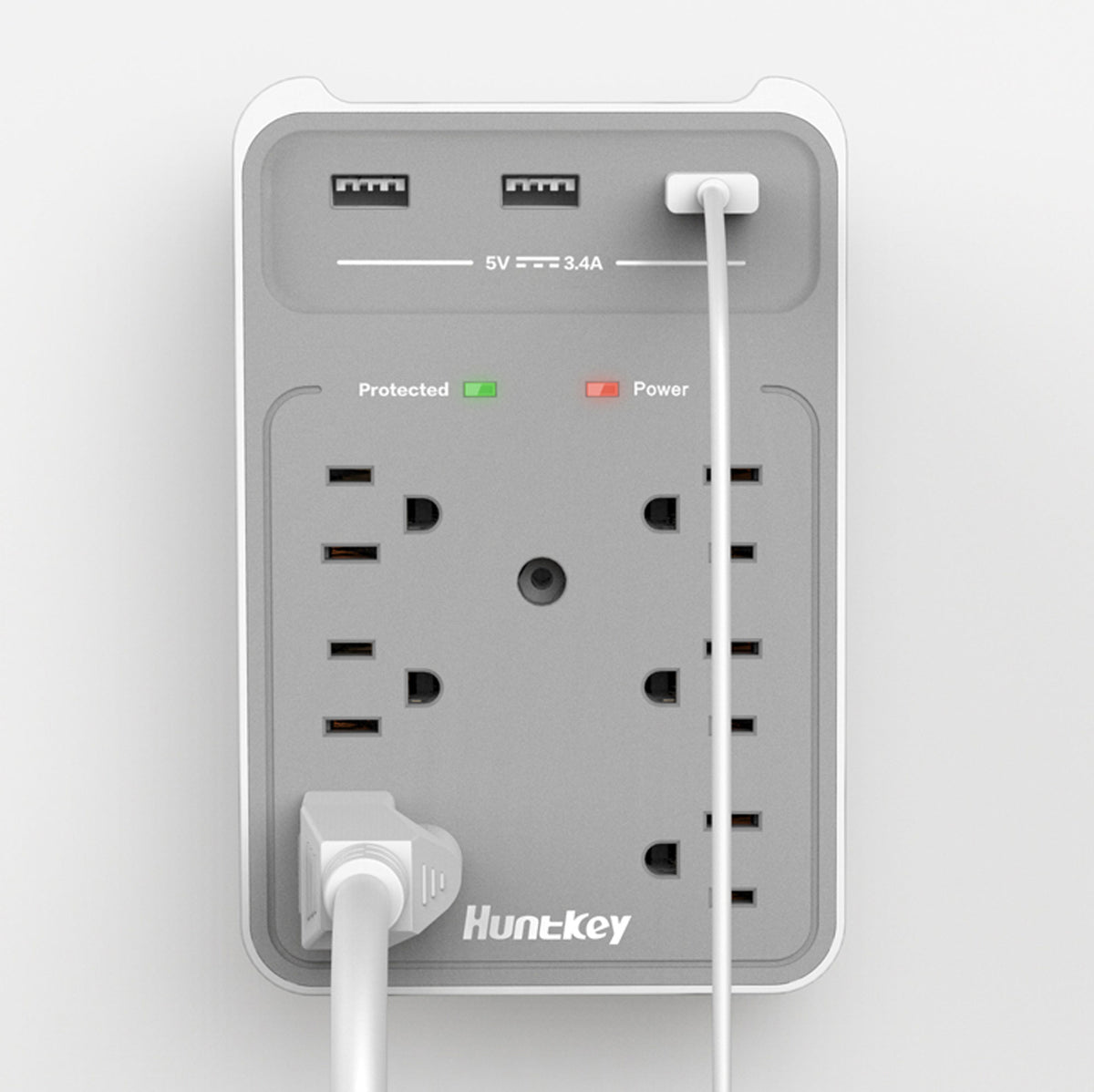 Huntkey Surge Protecting Wall Outlet 6 AC Plugs and 3 USB Ports (Open Box)